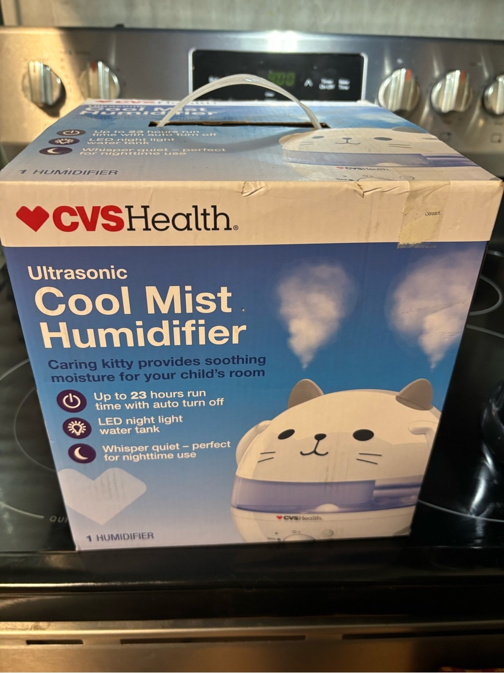 CVS Health Cool Mist Humidifier - White and Light Blue Kitty Design